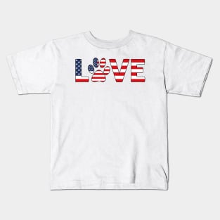 American Flag Dog Paw Kids T-Shirt